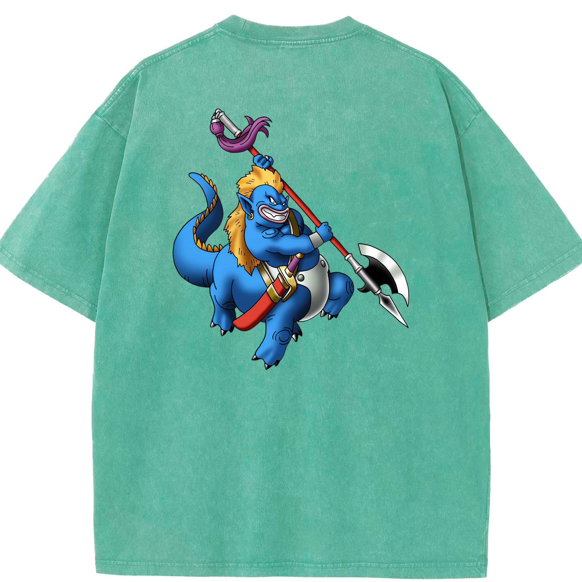 （画像用） ドラゴンクエスト Doragon Kuesuto Dragon Quest 綿100% ヴィンテージ風 半袖Tシャツ（背面プリント）